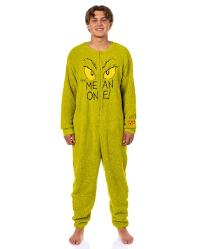 Dr. Seuss The Grinch Union Suit Te Mean One Adult One Piece Pajama Loungewear Sleepwear (Medium)