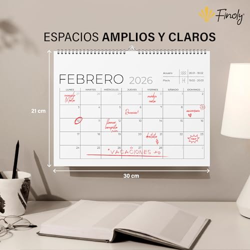 Miniatura 3 de Finoly Calendario 2026 Pared Enero 2026 Junio 2027 18 Meses Calendario Mensual 2026 Calendario Pared 2026 Almanaque 2026 Con Cuelga Fácil
