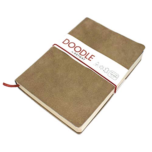 Artway Doodle - Suede Leather Journal/Sketchbook - 150gsm (92lb) Cartridge Paper - 7 x 5 inch - 82 Pages - Sand (Suede)