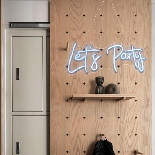 Image of Let's Party Neon Signs, Neon Light Sign for Wall Decor 20 x 9Inches Large LED Neon Sign Art Decorative Lights for Wedding Party Home Bar Store Festival, White