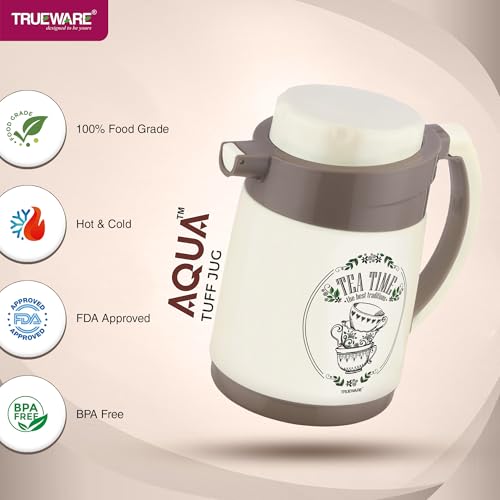 Image of Trueware Aqua Jug Insulated Flask - 750 Ml | Insulated Tea Pot Kettle Inner Steel Outer Plastic | Hot & Cold | Food Grade Plastic | Lightweight BPA-Free | Wide Mouth Design | Ideal for Office, Travel