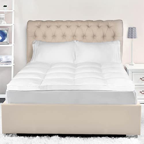Superior Mattress Topper, Down Alternative 2 Inch Deep Sized Bed Pillow Top, Comfort Pad, Fluffy Mattress-Topper Protector, Plush Cooling Extra Soft Hotel Sleep All-Season, King, White #TOP5