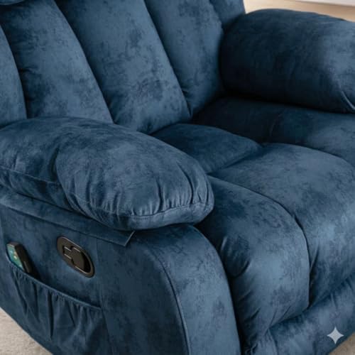 Image of Amazon Brand - Solimo Stark | Single Seater Sofa Recliner | Manual Recliner (Velvet Blue) | 1 Year Warranty