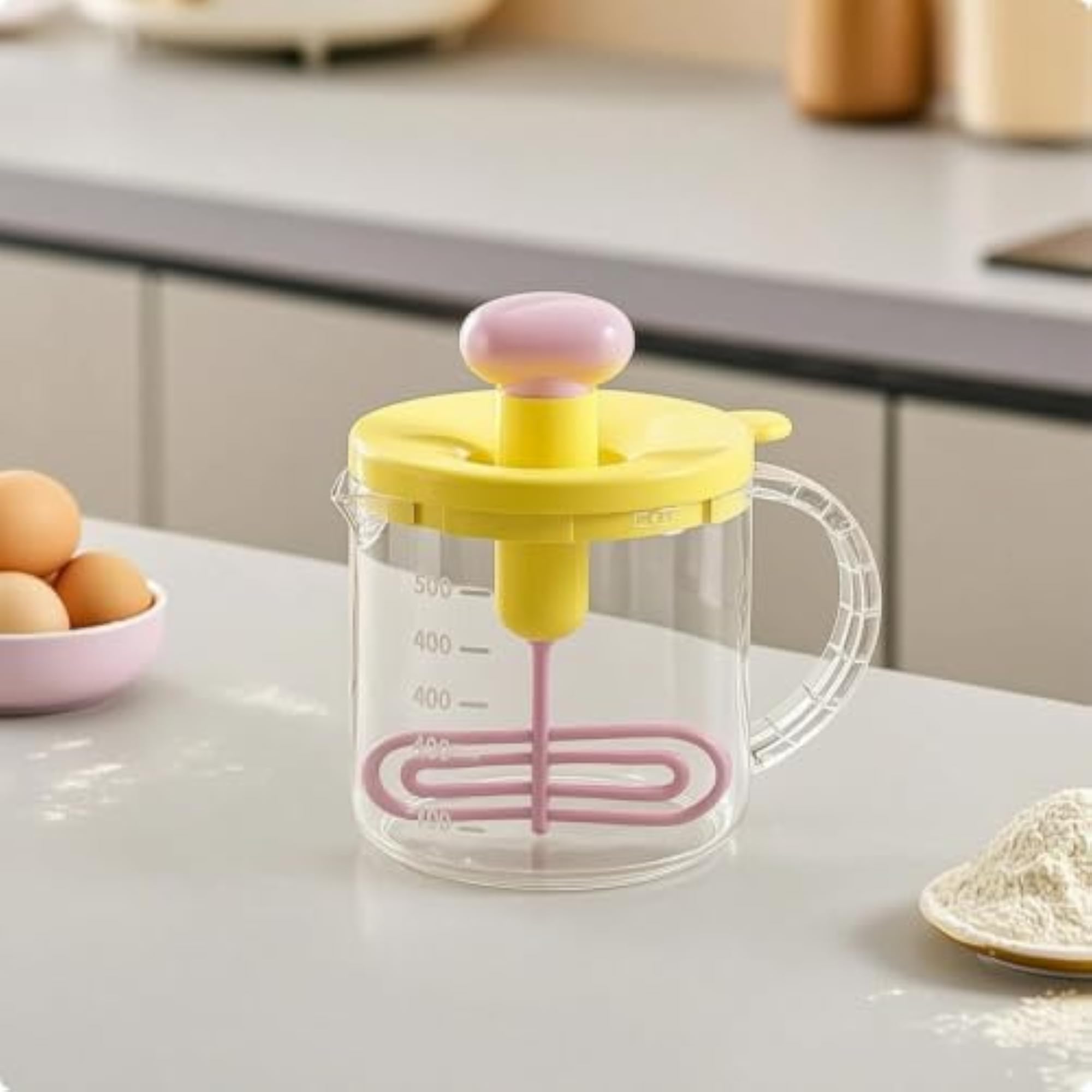 Transparent Manual Press Stirring Cup with Strainer Mesh