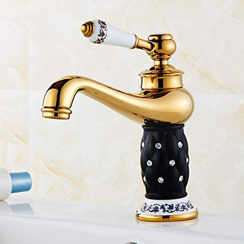 Robinet de lavabo en laiton doré et diamant pour une salle de bain luxueuse SLT028-B