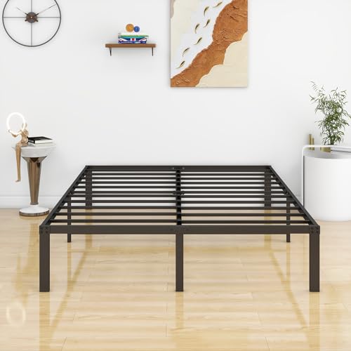 Cadre de lit métal 140x200, rangement 31 cm, VERFARM