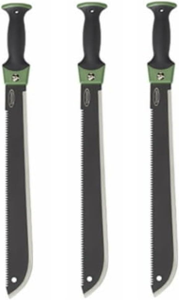 Green Thumb 24 Inch 2 Sided Comfort Grip Steel Machete with Sheath