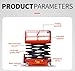 Industrial Hydraulic Scissor Lift Platform, Heavy Duty Steel Construction with Extended Work Platform, Folding Guardrail, Mobile Aerial Work Platform for Warehouse, and Indoor/Outdoor Maintenance