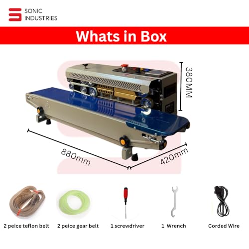 Image of FR900 Horizontal Band Sealer for Food Packet Packing Economic Model | 220V /50HZ, 5-12mm Sealing Width, 5-15mm Seal Speed, Durable Mild Steel Body, Easy to Use for Plastic Bags, Pouches
