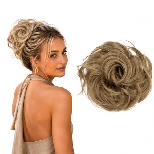 CAISHA Synthetic Fiber Hairpiece Scrunchie Scrunchy Updo Slightly Wavy Dark Blonde G9B