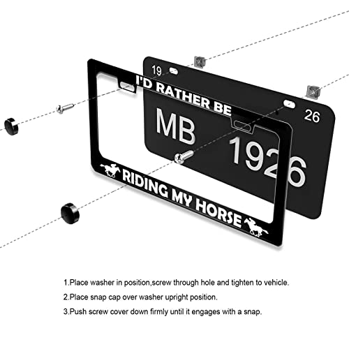 Ngkagluxcap I'd Rather Be Riding My Horse Race License Plate Frame Animal For Car Decorative Parts Rustproof License Plate Cover Tag For Standard Us Canada License Plate Holder 12X6 Inch,1 Pc #TOP4