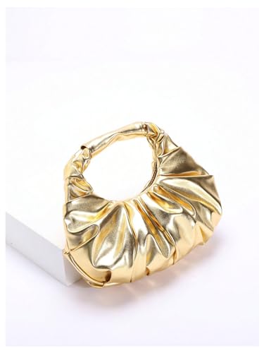 Image of GORGLITTER Women's Evening Bag Wedding Party Prom Handbag Dressy Formal Purse Pleated Metallic Clutch Dumpling Handbag