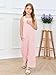 Haloumoning Girls Wide Leg Jumpsuit Kids Casual Sleeveless Romper Spaghetti Strap Overalls with Pockets and Side Slit
