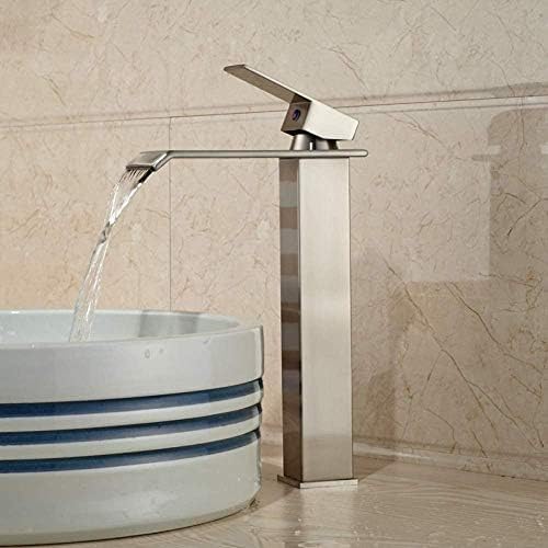Robinet cascade mitigeur d'évier de comptoir nickel brossé monotrou - 5