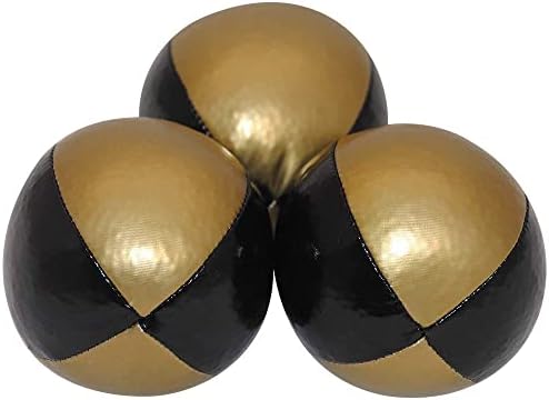 Juggling Balls Professional Style Set of 3 - How to Juggle Kit with Bean Bags for Juggling for Beginners with Vibrant Colors, Great Feel, Ultra Durable (Gold/Black)