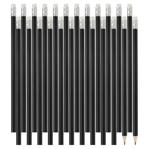 PATIKIL 六角形 木製鉛筆 24本入りHBグラファイト鉛筆 オフィス用品 エンジニアリングマーキング アート お絵かき用品 黒