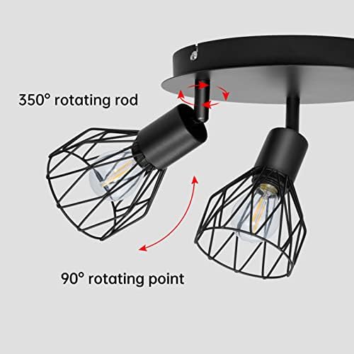 Dehobo Spot Light Fittings for Ceilings Adjustable Metal Wire Cage Kitchen Spotlight Ceiling Lights with E14 Base Black 3 Way Ceiling Light Industrial for Indoor Home Bedroom Hallway Living Room Shop