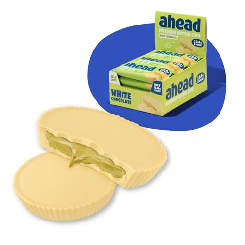 ahead Pistaziencreme Butter Cups | 15x2er Packung - 510g | 90% weniger Zucker | Weiße Schokolade mit cremigem Pistazienmus | 0,8g Zucker pro Cup | Ohne Palmöl & Glutenfrei