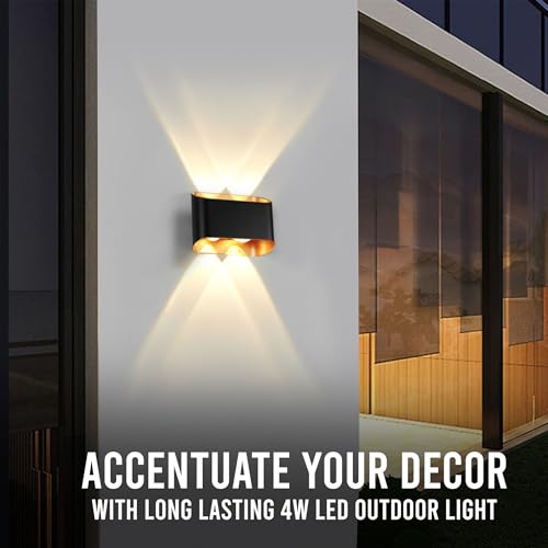 Image of Gesto 4W Waterproof Led Wall Light for Home Decoration - Up Down 2-Way LED Wall Lamp | IP65 Outdoor Fancy Wall Lights for Balcony,Gate,Elevation,Garden,Patio | Decorative Wall Mount Light -Pack of 1