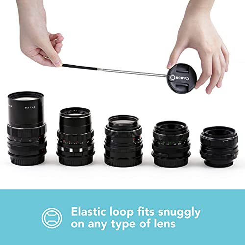Image of Foto&Tech Camera Lens Cap Leash with Elastic String, Compatible with Universal DSLR SLR Evil Mirrorless Cameras Video (x10)