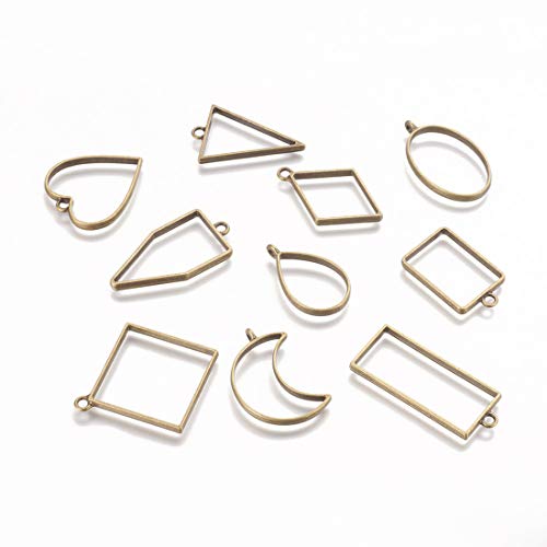 Lanbeide 30Pcs Bezel Open Back Pendant Blanks Charms Hollow Mold Pendant Assorted Geometric Frame Pendant Diy Crafts For Resin Jewelry Making #TOP7