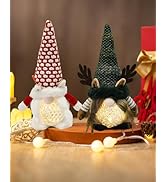 iStatue Set of 2 Holiday Plush Gnome Figurines with Light Up Bodies and Reindeer Antlers,11 Inche...