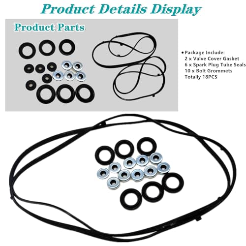 Image of Engine Valve Cover Gasket Set VS50607R, for Acura MDX RL TL 3.5L,for Honda Accord 3.0L 2003-2004 Odyssey Pilot Ridgeline 3.5L 2006-2008 Saturn Vue 3.5L 2004-2007,Replace#VS50607R 0361708