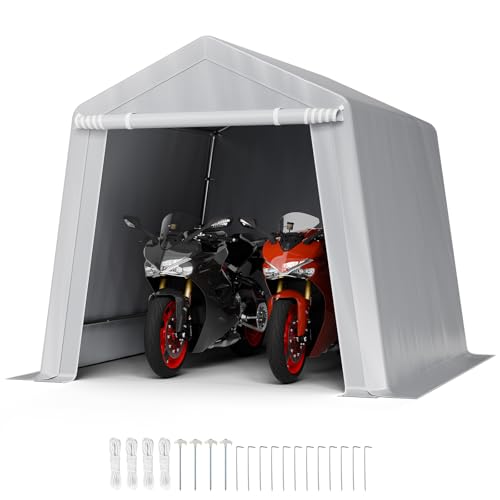 VEVOR Abri de Jardin, 245x245 cm, Tente de Rangement, avec Porte à Fermeture Éclair Enroulable, Abri de Stockage Portable Structure Robuste, Garage Extérieur pour...