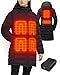 LIVONEST 12V Heizjacke Damen 20000mAh Beheizte Lang Winterjacke mit 6 Heizbereichen, Dual-Zonen-Steuerung vorne & hinten, inkl. Powerbank, EU Groß, Schwarz