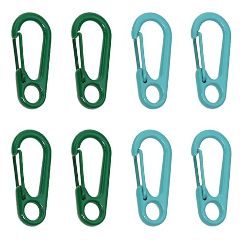 Mini Skater 1.24" Small Alloy Spring Clips Paracord Keychain Spring Gate Snap Hooks for Work Car Key Rings Dog Tags Belt Loop Outdoor Traveling Backpack Accessories, 8PCS (Green and Lake Green)