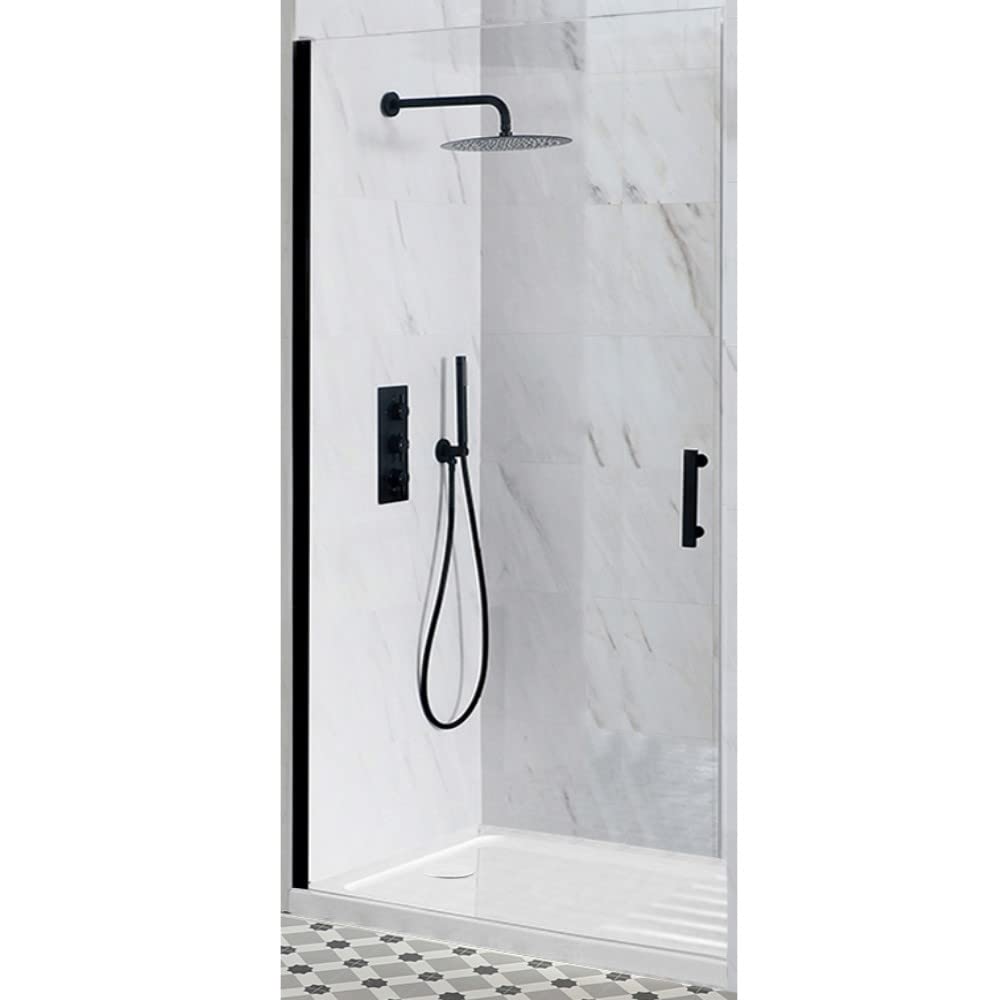 Milano Nero Black Hinged Door Shower Enclosure Drying Tray - 1400 x 900mm