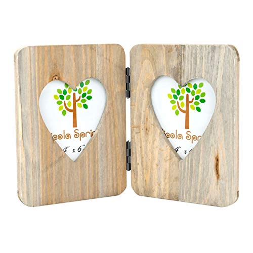 CHARNIÈRE DOUBLE CADRE PHOTO EN BOIS EN FORME DE CŒUR PaR CAMPaGNE INTÉRIEUR.