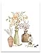 Rustic Botanical Wall Art Print. Unframed 11 X 14 Floral Watercolor Wall Décor with Leaves, Vintage Pots Design. Terracotta, Green, Orange. Perfect for Country Farmhouse, Cottage and Natural Décor.