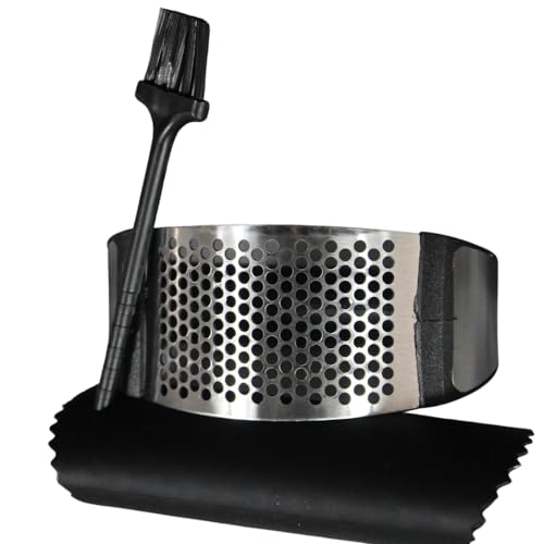 Keroppa, Prensa para Ajos, Rallador de Verdura, Marca Española, Triturador para Huevos, Patatas, Zanahoria, Metálico, Resistente, Ligero, Fácil Limpiado, Mango Ergonómico, Con Cepillo para Limpieza