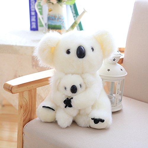 FIASHCN Cute Simulation Koala Plush Toys kawaii Mini Koala Pillow Stuffed Animal Dolls Room Decor for Kids Baby Birthday Gift 13-28cm Mom and Baby (White)