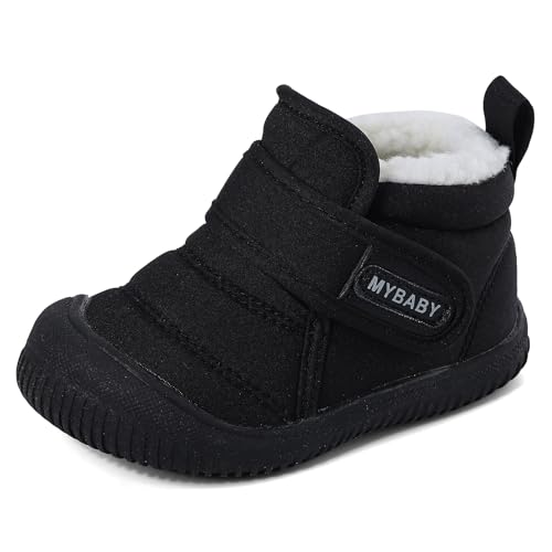 Baby Boys Girls Winter Boots Toddler Snow Boots Infant Warm Plush Lining First Walking Shoes Cozy Soft Sole Anti-Slip Booties for Indoor Outdoor