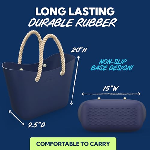 Image of SUN NINJA Rubber Beach Bag, XL Waterproof EVA Tote with Soft Rope Handles