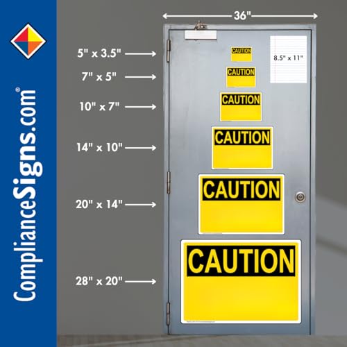 ComplianceSigns.com Vertical Caution Please Watch Your Step OSHA Label Decal, 5x3.5 inch 4-Pack Vinyl for Industrial Notices, American Made Safety Stickers by ComplianceSigns - Image 5