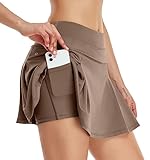 Hohe Taille Tennis Skorts: Breite elastische Bund Kontrolle Bauch und zeigen Sie Ihre Kurven und Körperform, die Fitness Rocke außen mit Kopfhörer-Kabel-Loch für einfachen Zugang Kopfhörer
