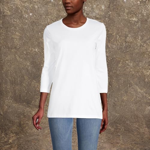 Image of Lands' End Women's 3 /4 Sleeve Supima Cotton Crewneck Tunic