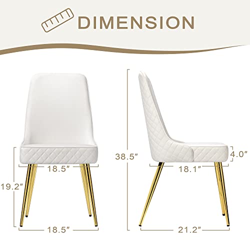Comfy To Go Dining Chairs, Velvet Dining Chairs Set Of 6, Mid Century Modern Dining Room Chairs With High Back And Gold Legs(White) #TOP1