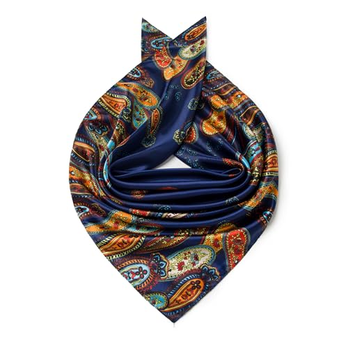 Image of 35 inch Men's Silk Cowboy Scarf - Oversized Western Bandana Neckwear, Large Square Scarf with Gift Packaging