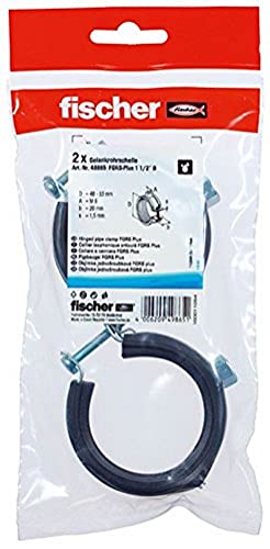 fischer FGRS Plus 1 1/2'' B - Rohrschelle mit Schnellverschluss zum zeitsparenden Befestigen von Rohrleitungen bis 2“ mit Gewindestangen oder Stockschrauben - 2 Stück - Art.-Nr. 49865