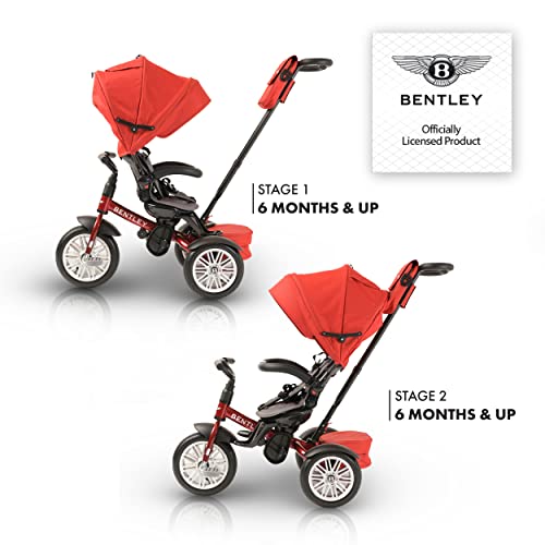 Image of Bentley 6-in-1 Baby Stroller & Toddler Tricycle - Officially Licensed Luxury Kids Bike, Convertible Travel Strollers & Kid Trike with Air Wheels, Canopy & Safety Features (6m-5y+ | Dragon Red)