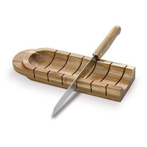 noTrash2003 Planche à pain en bois d'acacia avec encoche pratique pour couper les baguettes
