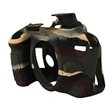 LckCryspho カメラケース for ニコン D3300 D3400 ソフトシリコン 黒 – 衝撃保護 洗える 軽量設計 すべり止めグリップ 日常使いに便利 (迷彩)