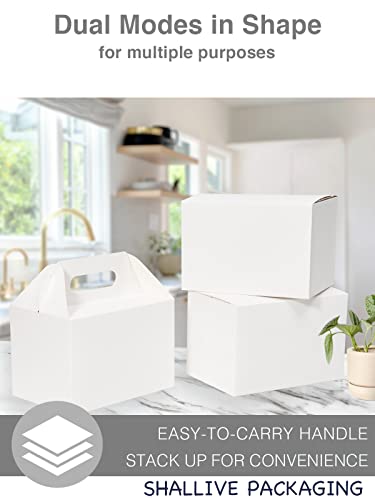 Shallive 25 Pcs Large Treat Boxes 9X6X6 Inch White Gable Gift Boxes With Handle Kraft Lunch Boxes Recycled Paper Gift Bags Take Out Cookie Boxes Welcome Boxes Candy Bags For Wedding Baby Shower Birthday Party Supplies #TOP2