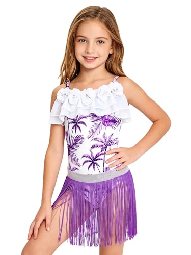 Maillot de bain à jupe pour filles avec volants sans manches
