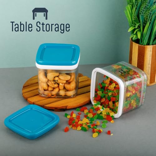 Image of 500 Ml Plastic Kitchen Storage Containers Set | Multipurpose Square Transparent BPA Free Pantry Organizer | Unbreakable Storage Jar with Push Cap Airtight Lid for Rice Dal (Pack Of 6)