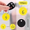 Flintronic 100Pcs Plastic Number with Key Rings, Engraved Numbered Tags, Plastic ID Tag Table Numbers, Discs Number-Tags for Office, Hotel, Mailbox, Dormitory (1-100 Yellow) #1
